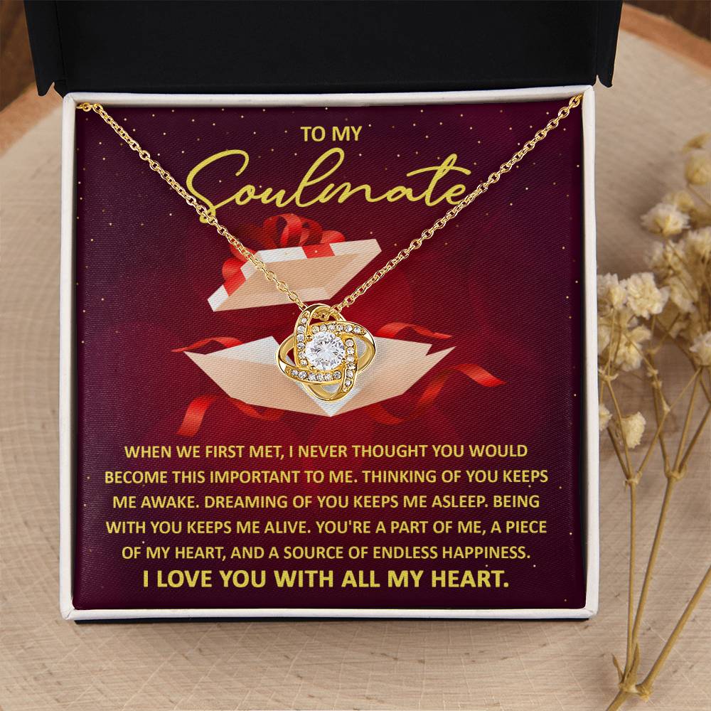 To My Soulmate - Thinking of You - Love Knot Necklace Gift