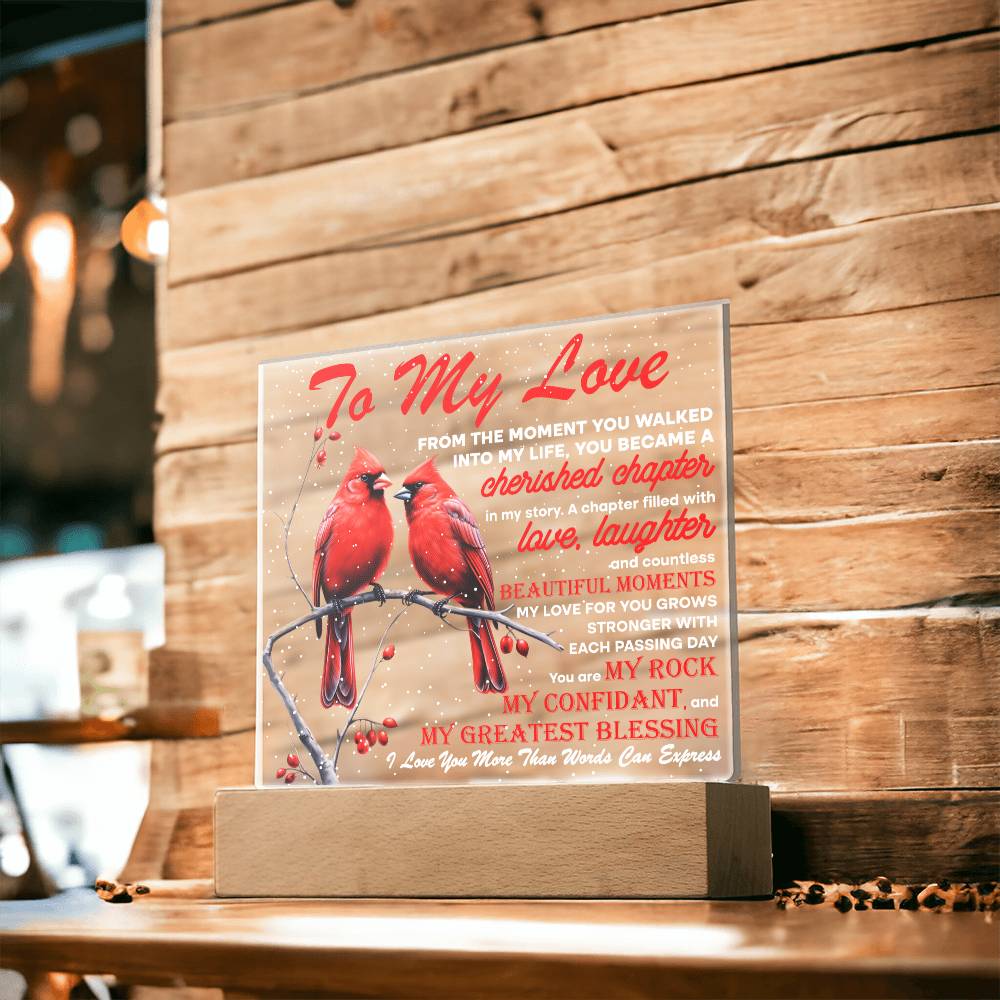 My Love - Cherished Chapter - Night Light Square Acrylic Plaque