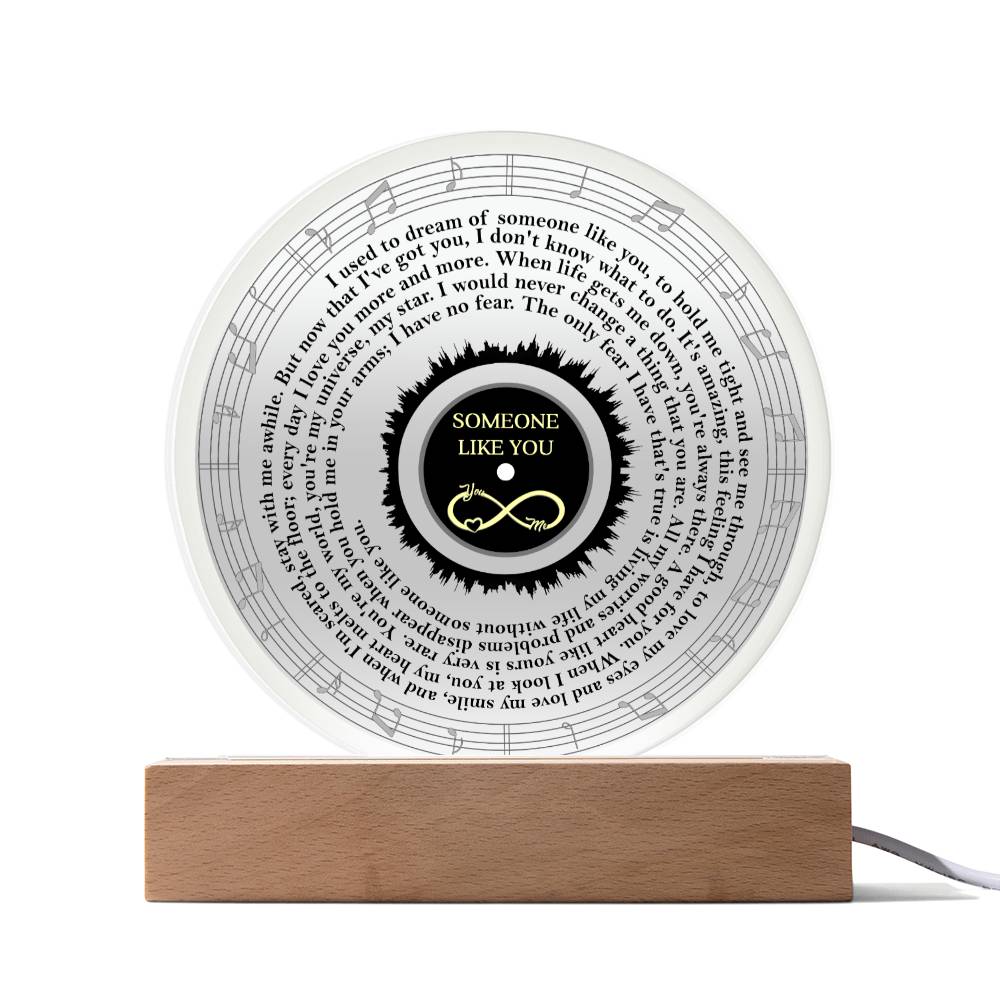 To My Soulmate - Someone Like You - Night Light Acrylic Circle Plaque Gift