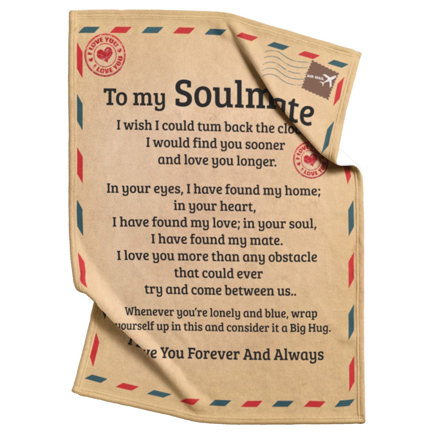 To My Soulmate | The Clock | Fleece Blanket | TL