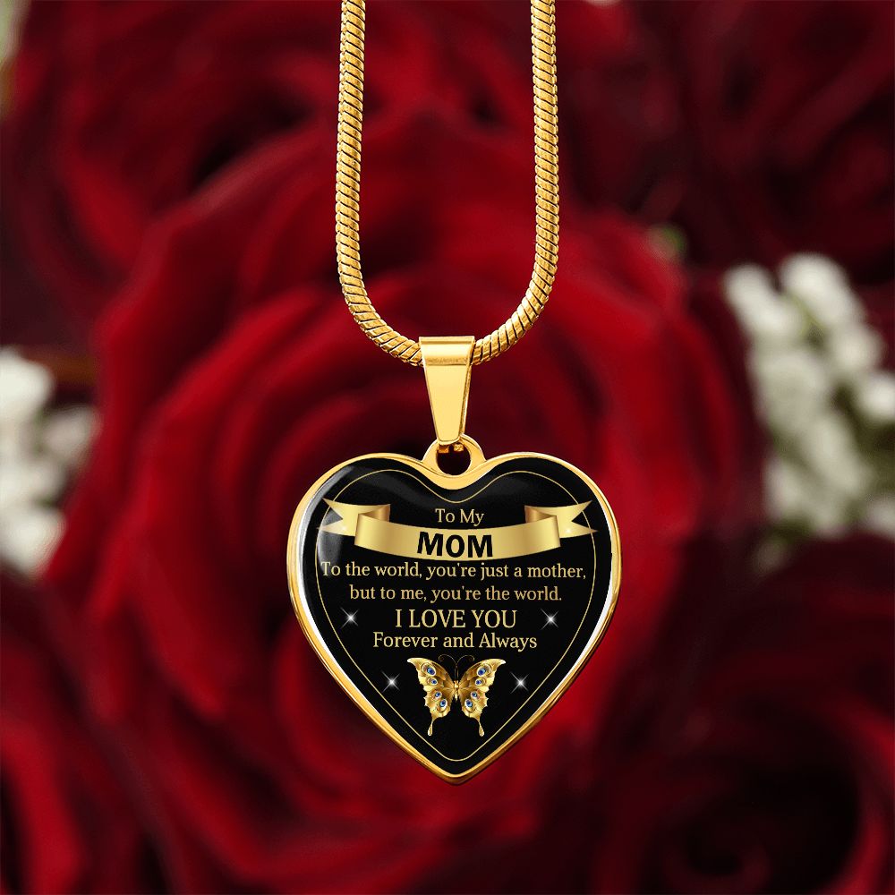 To My Mom | World | Heart Pendant | Mother's Day, Birthday, Christmas & Wedding Present