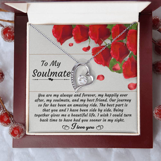 To My  Soulmate - Side By Side - Forever Love Necklace Gift