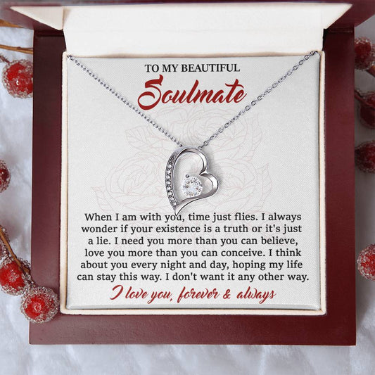 To My Beautiful Soulmate - I Need You - Forever Love Necklace Gift