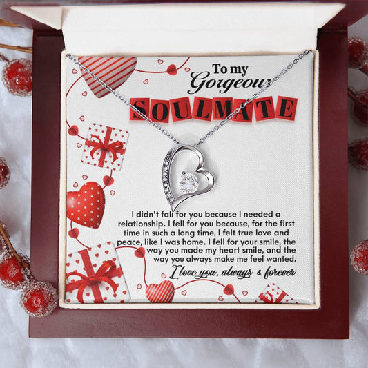 To My Gorgeous Soulmate - Fall For You - Forever Love Necklace Gift