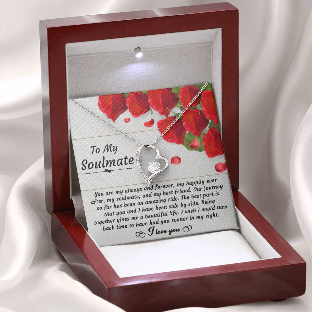 To My  Soulmate - Side By Side - Forever Love Necklace Gift