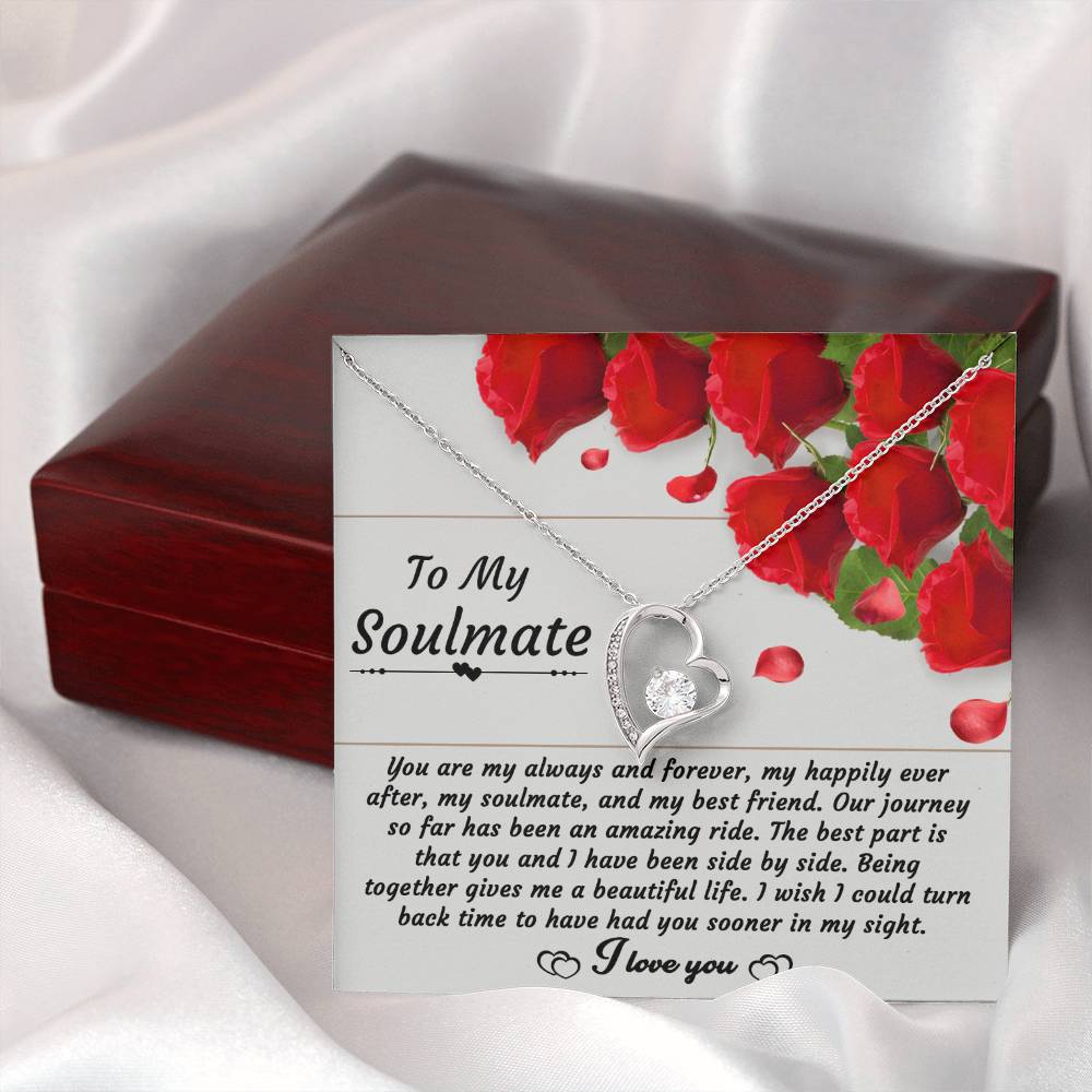 To My  Soulmate - Side By Side - Forever Love Necklace Gift