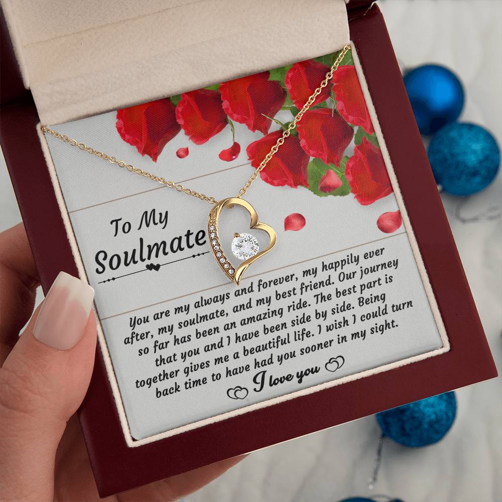 To My  Soulmate - Side By Side - Forever Love Necklace Gift