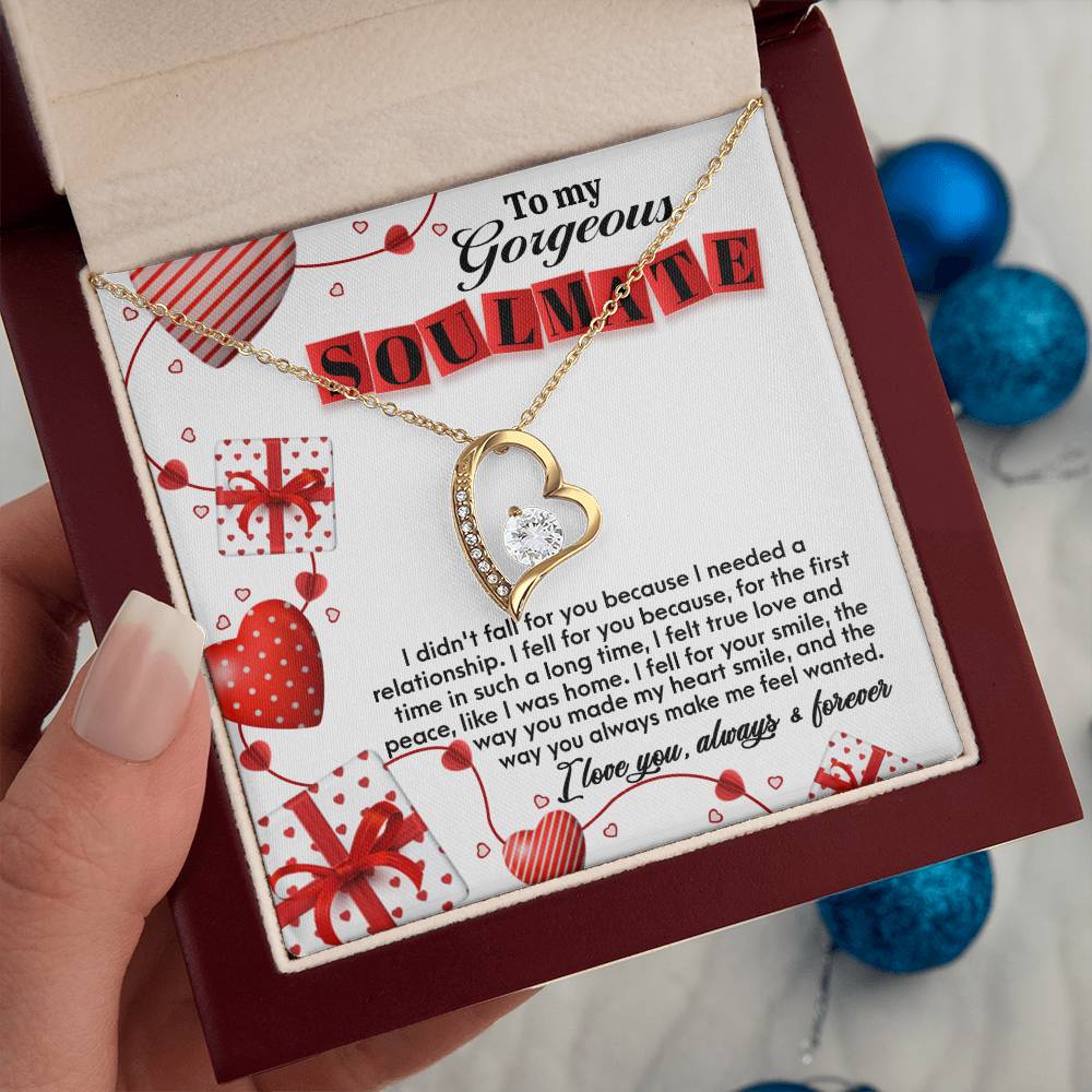 To My Gorgeous Soulmate - Fall For You - Forever Love Necklace Gift