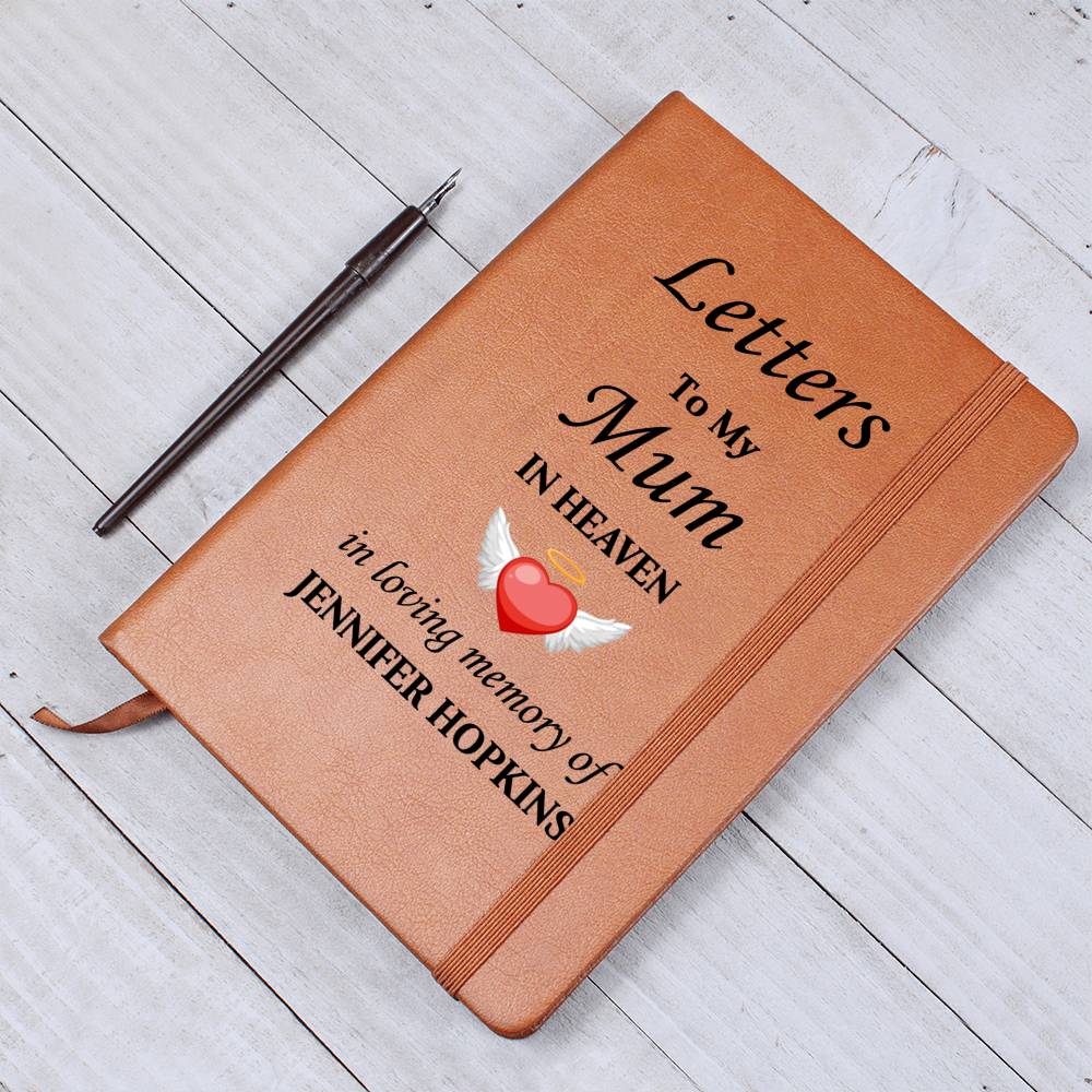 Letters To My Mum in Heaven | Personalised Memorial Leather Graphic Journal