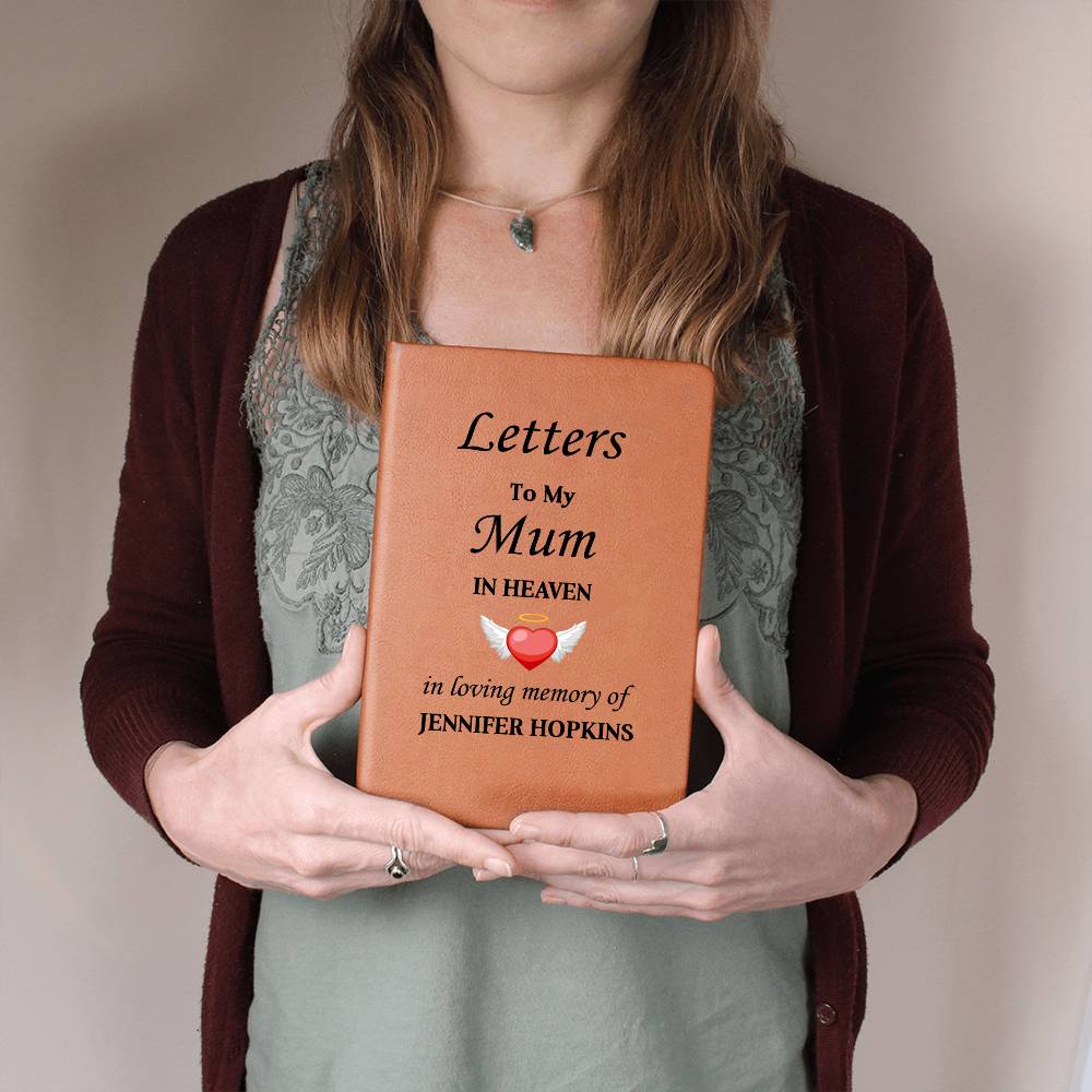 Letters To My Mum in Heaven | Personalised Memorial Leather Graphic Journal