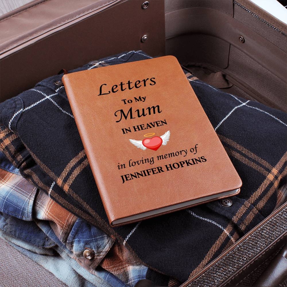 Letters To My Mum in Heaven | Personalised Memorial Leather Graphic Journal