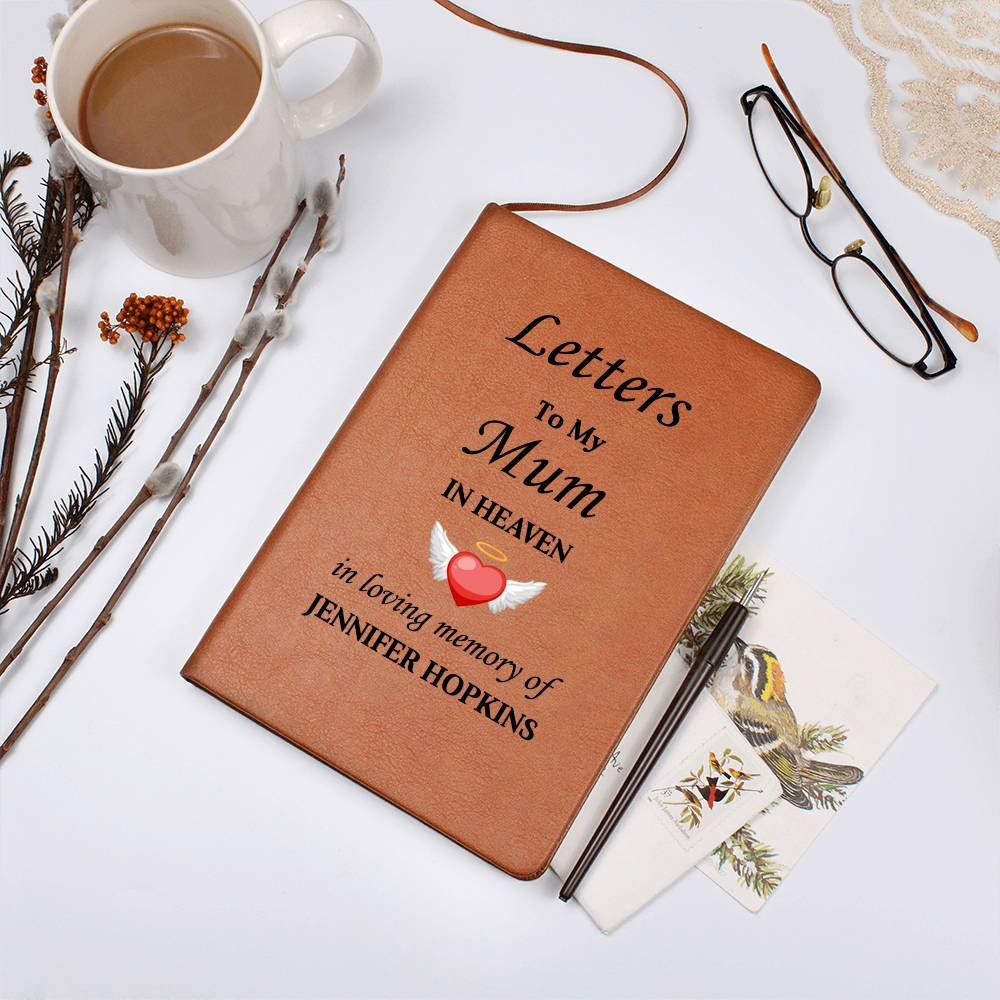 Letters To My Mum in Heaven | Personalised Memorial Leather Graphic Journal