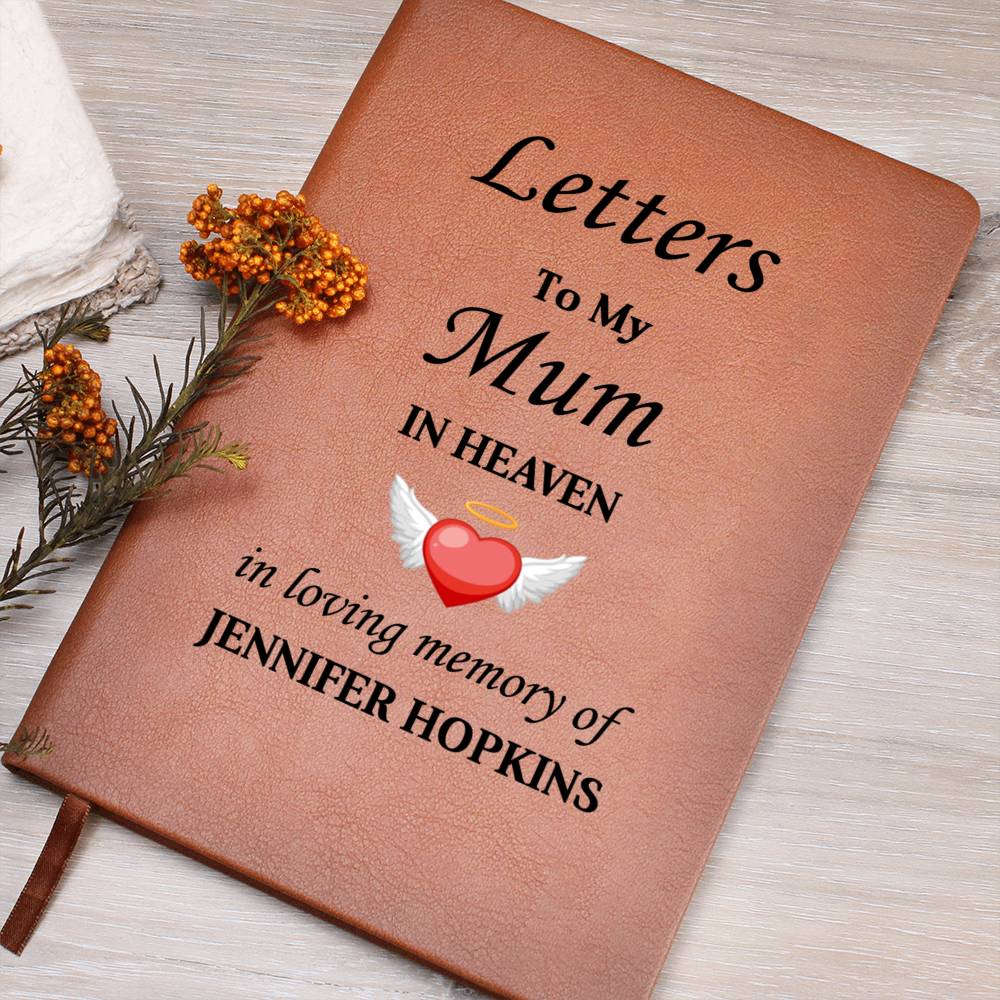 Letters To My Mum in Heaven | Personalised Memorial Leather Graphic Journal