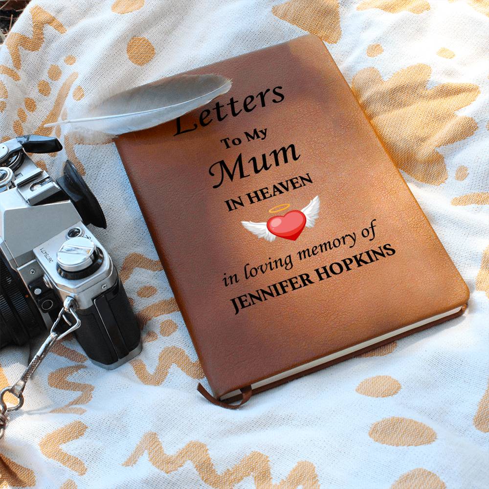 Letters To My Mum in Heaven | Personalised Memorial Leather Graphic Journal