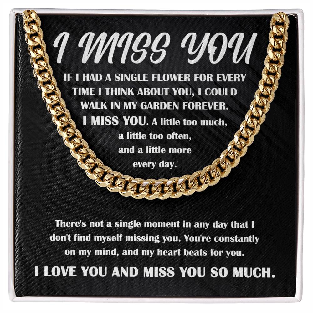 I Miss You - Single Flower - Cuban Link Chain Gift