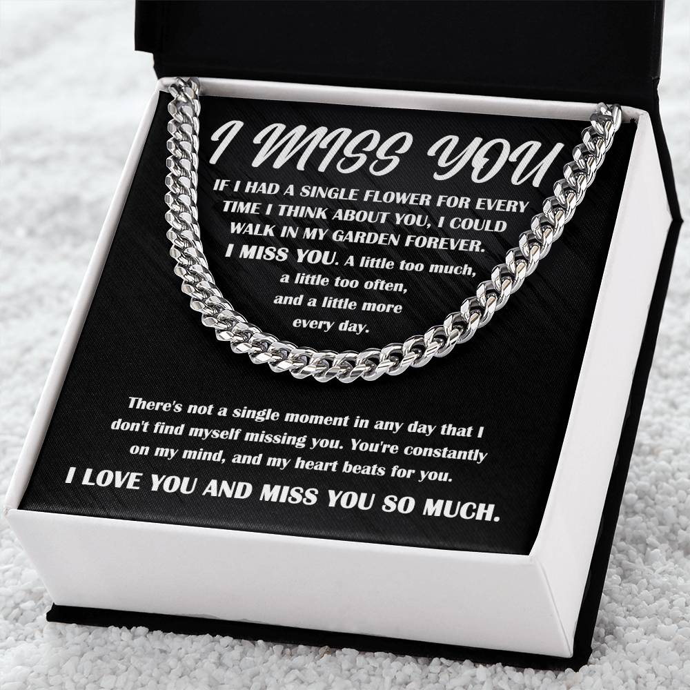 I Miss You - Single Flower - Cuban Link Chain Gift