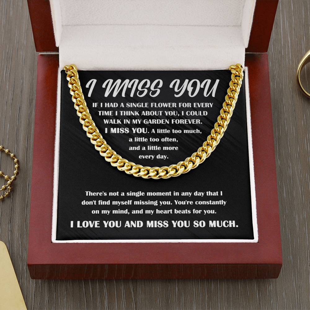 I Miss You - Single Flower - Cuban Link Chain Gift