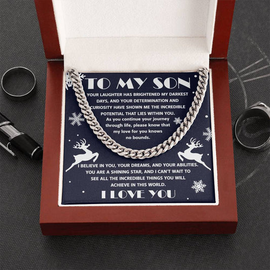 To My Son | Believe In You | Cuban Chain Necklace Gift