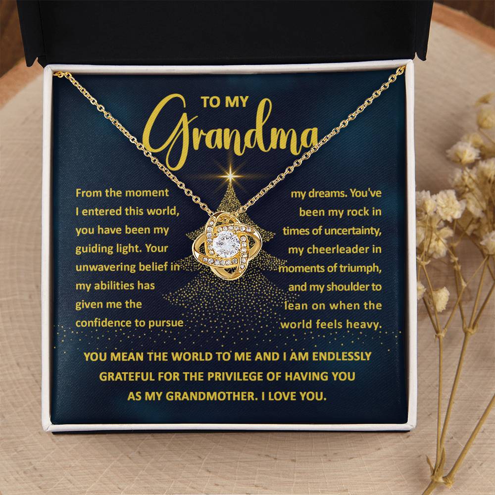 To My Grandma - Guiding Light - Love Knot Necklace Gift