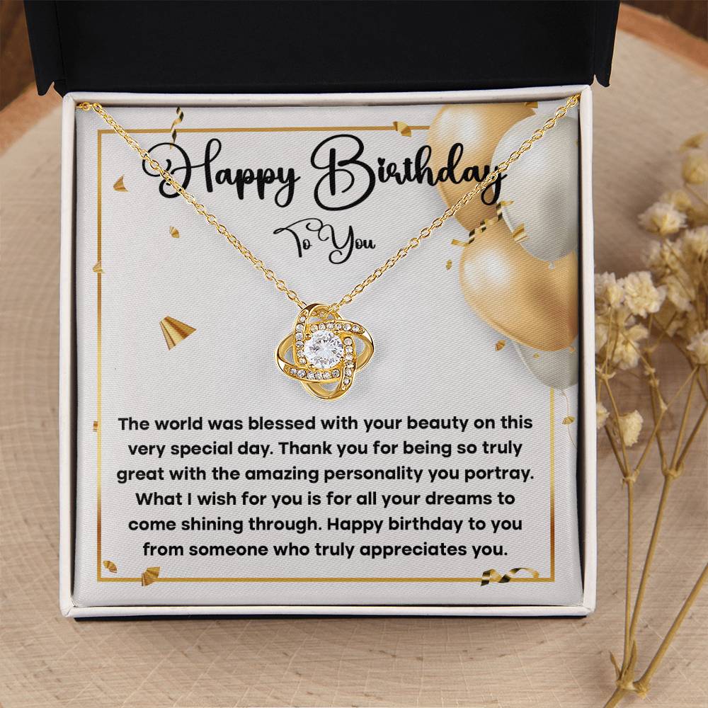 Happy Birthday To You - Love Knot Necklace