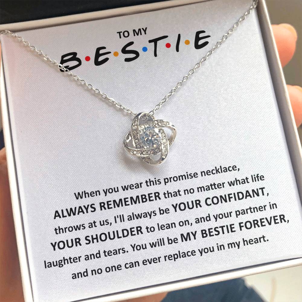 To My Bestie - Promise Necklace - Love Knot Necklace Gift