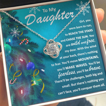 To My Daughter - Born To Run - Love Knot Necklace Gift