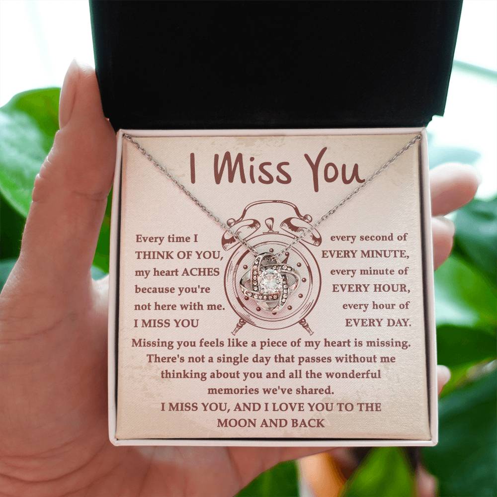 I Miss You | Every Second | Love Knot Necklace Gift