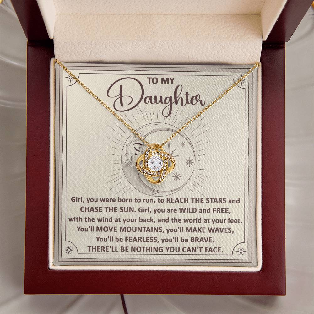 To My Daughter - Chase The Sun - Love Knot Necklace Gift