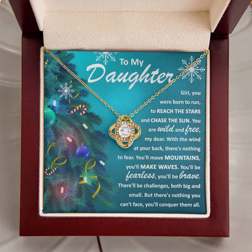 To My Daughter - Born To Run - Love Knot Necklace Gift