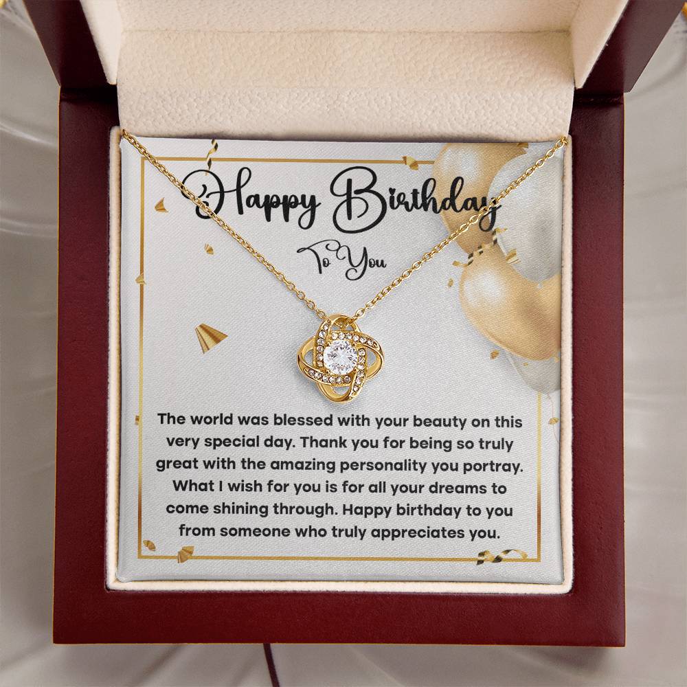 Happy Birthday To You - Love Knot Necklace