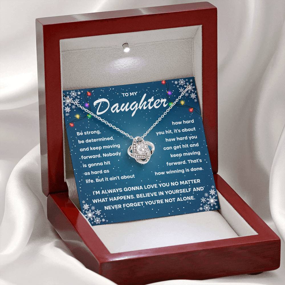 To My Daughter - Keep Moving Forward - Love Knot Necklace Gift