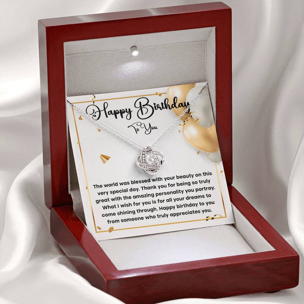 Happy Birthday To You - Love Knot Necklace