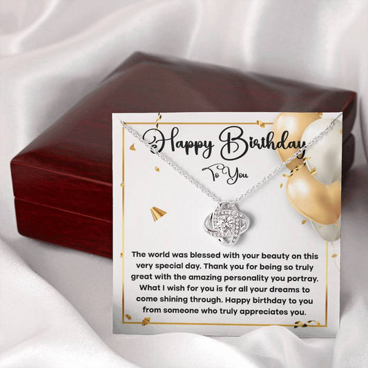 Happy Birthday To You - Love Knot Necklace