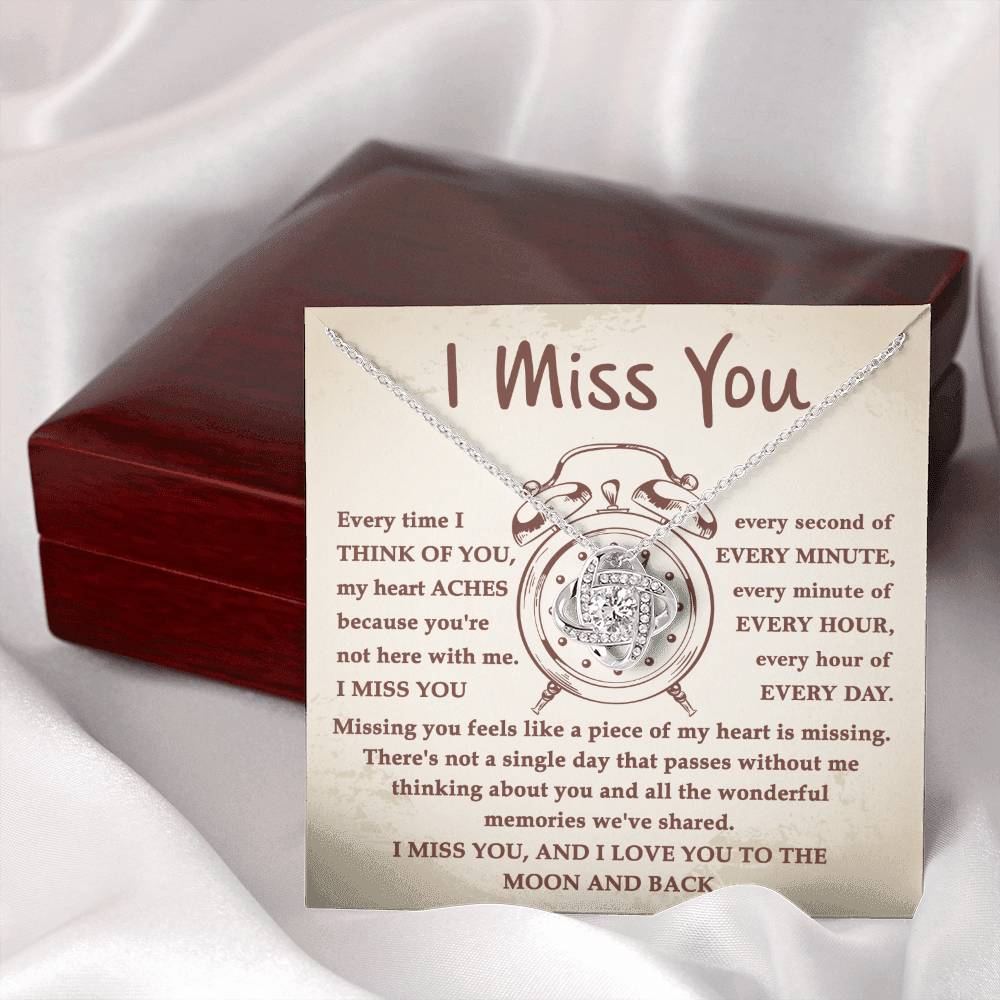 I Miss You | Every Second | Love Knot Necklace Gift