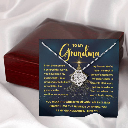 To My Grandma - Guiding Light - Love Knot Necklace Gift