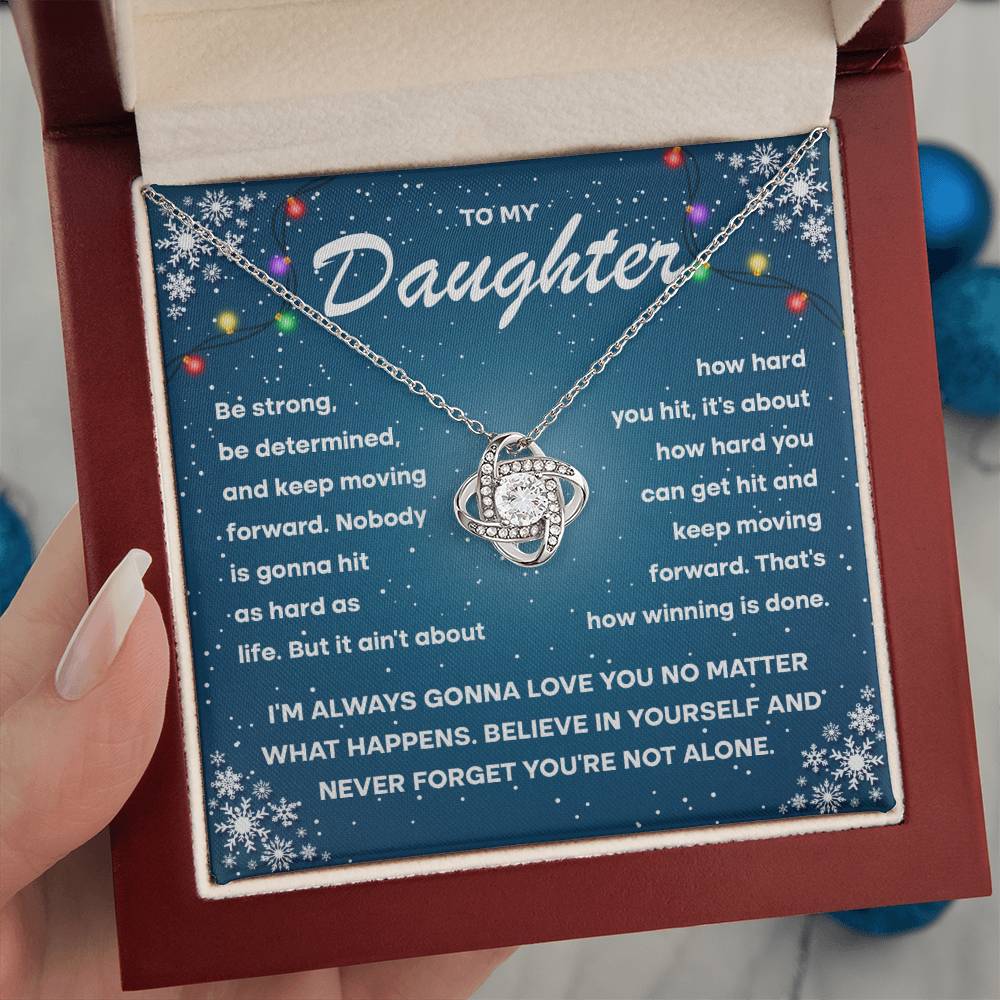 To My Daughter - Keep Moving Forward - Love Knot Necklace Gift