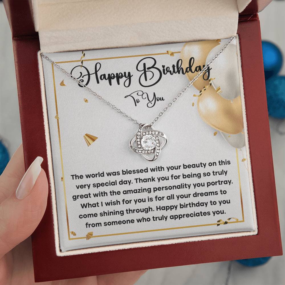 Happy Birthday To You - Love Knot Necklace