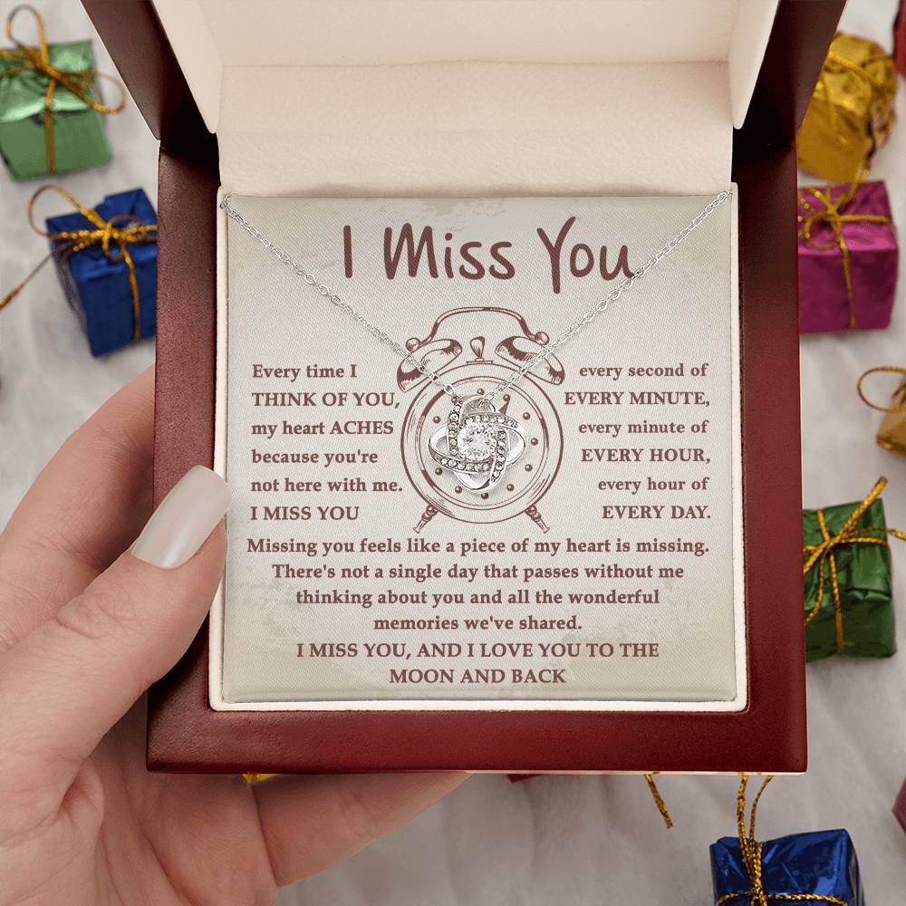 I Miss You | Every Second | Love Knot Necklace Gift