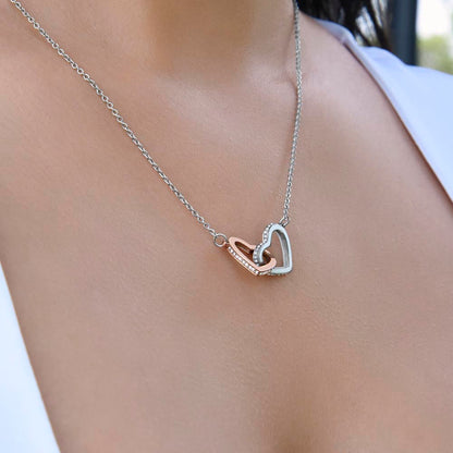 To My My Unbiological Sister | Because of You |  Personalized Interlocking Hearts Necklace Gift