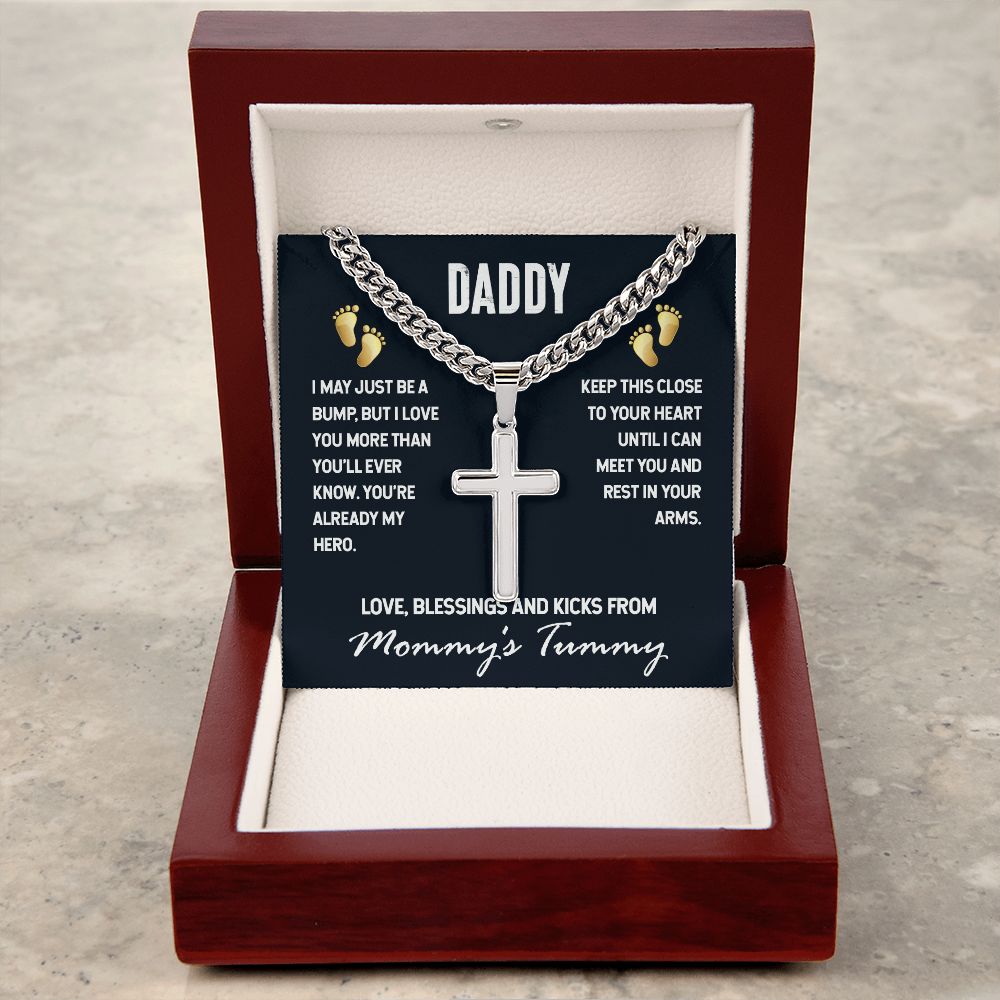 Daddy To Be | Cuban Chain with Artisan Cross Necklace | Bump