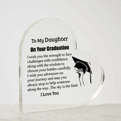 To My Daughter on Your Graduation | Printed Heart Shaped Acrylic Plaque!