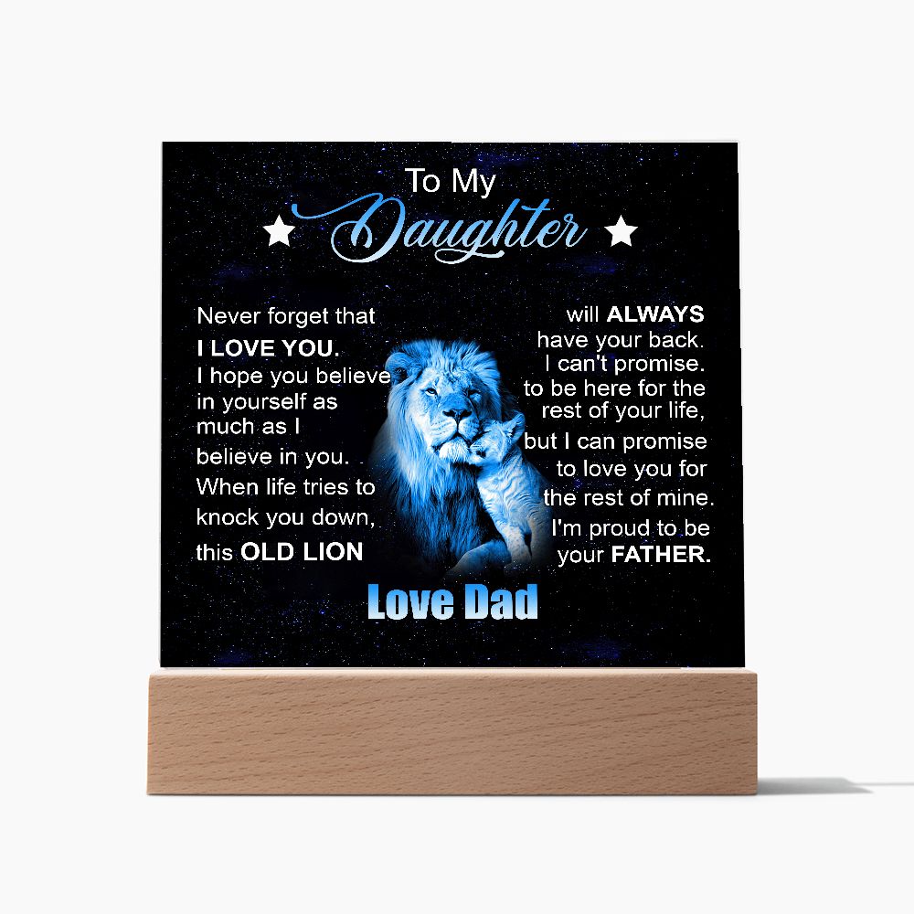 To My Daughter | Square Acrylic Plaque| Old Lion