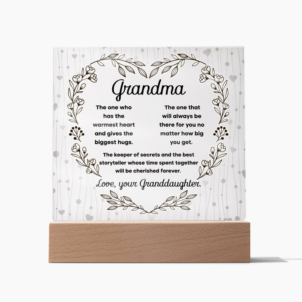 Grandma Cherished Forever | Night Light Square Acrylic Plaque