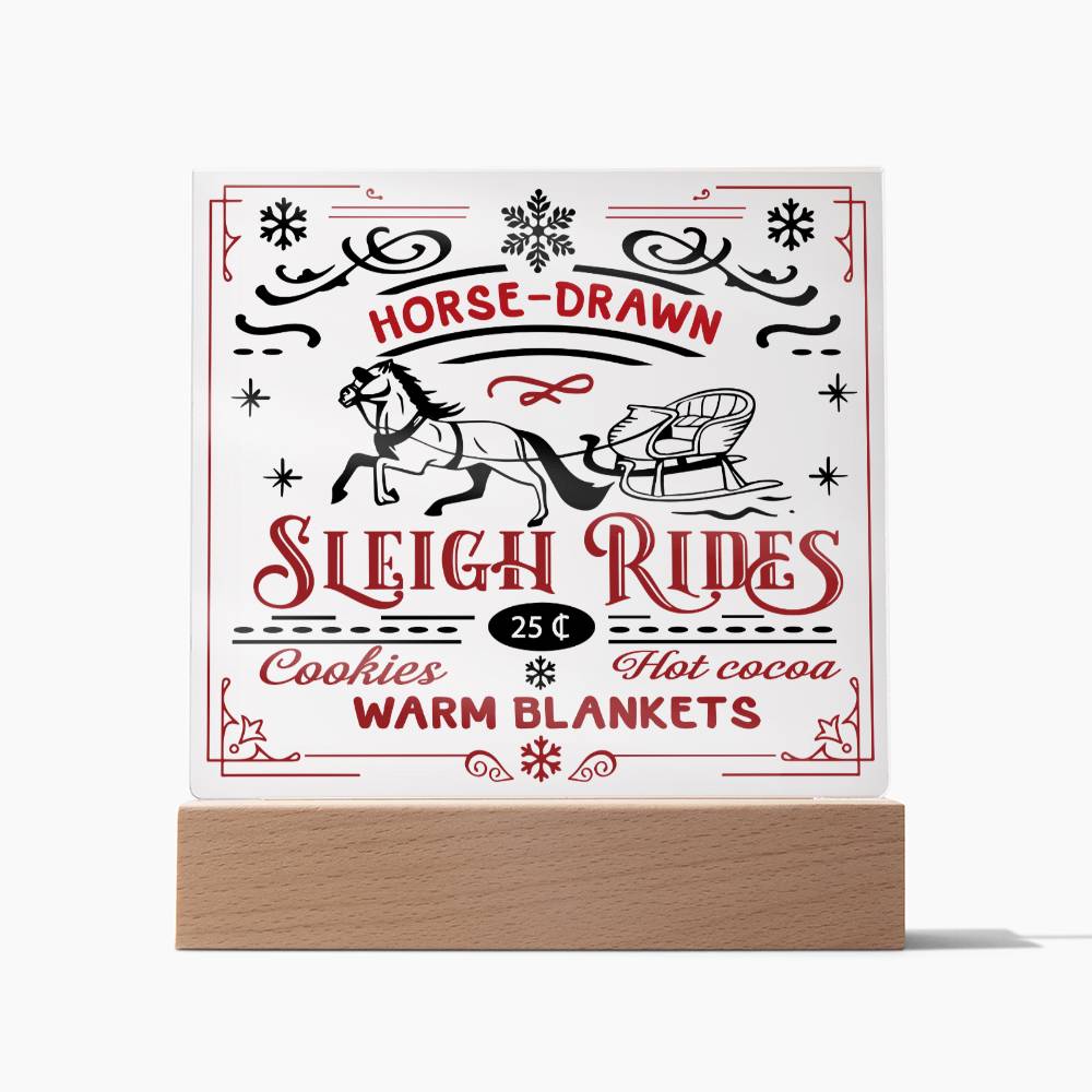 Christmas - Sleigh Rides - Night Light Square Acrylic Plaque