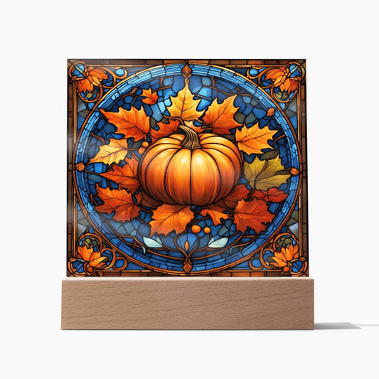 Stained Glass Pumpkin Thankgivings-Night Light  Square Acrylic