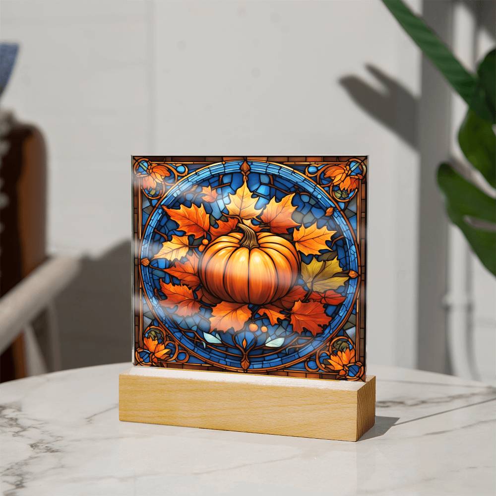 Stained Glass Pumpkin Thankgivings-Night Light  Square Acrylic