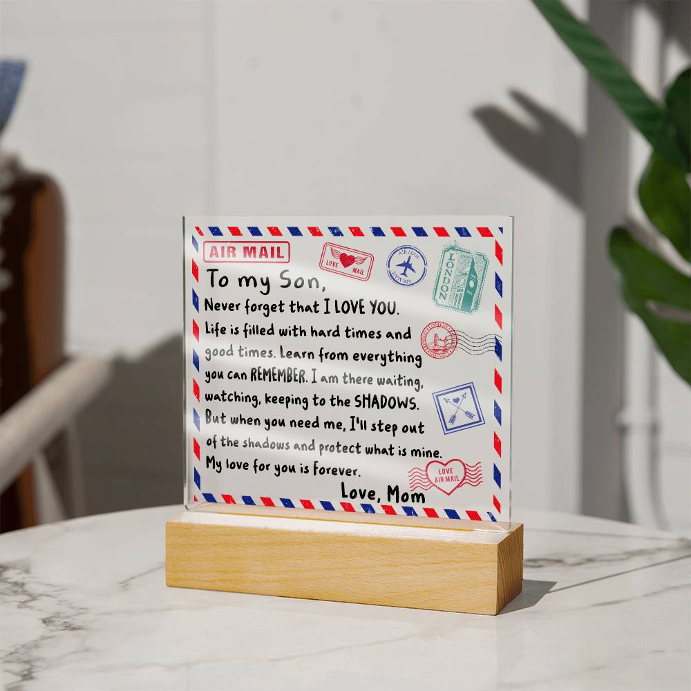 To My Son Envelope  | Night Light Square Acrylic