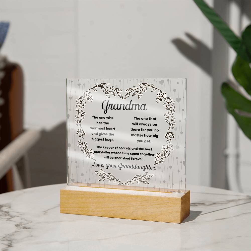 Grandma Cherished Forever | Night Light Square Acrylic Plaque