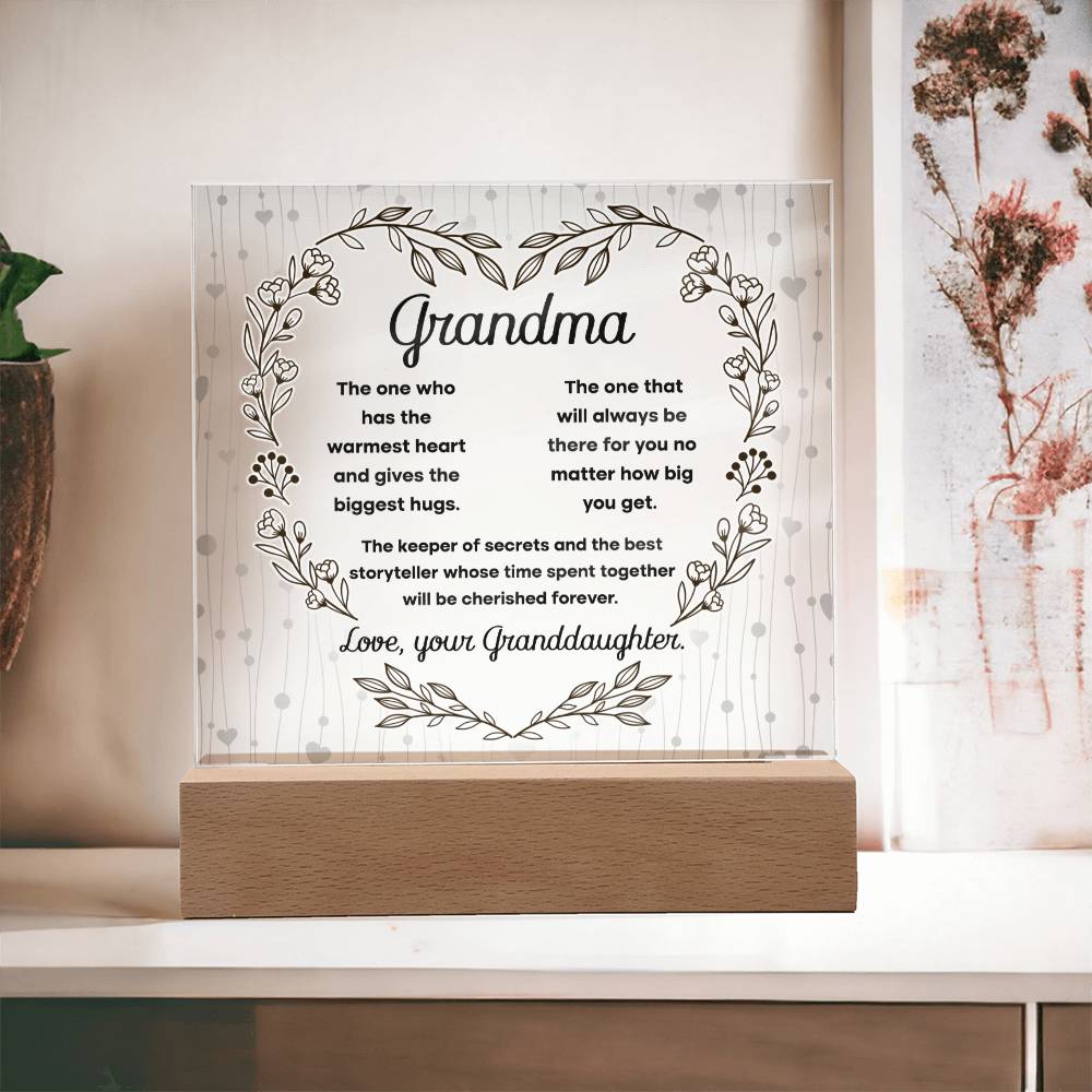 Grandma Cherished Forever | Night Light Square Acrylic Plaque