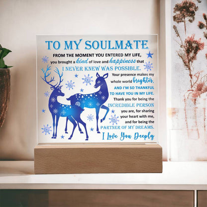 To My Soulmate - Partner Of Dreams - Night Light Square Acrylic Plaque